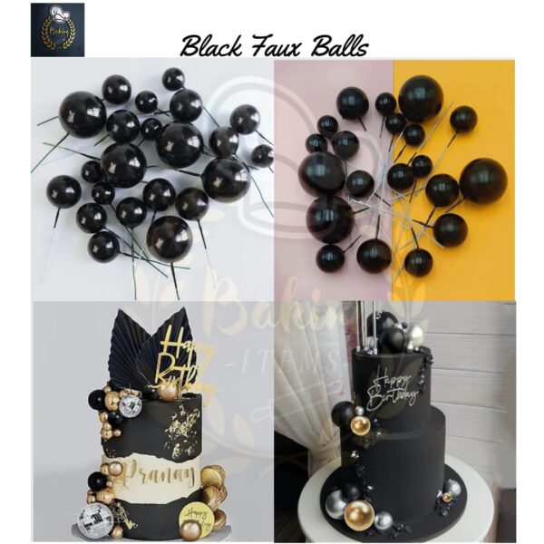 Black Faux Balls Pack Of 20 Pcs