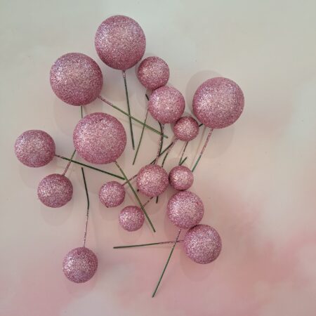 Pink Glitter Faux Balls Pack Of 20 Pcs