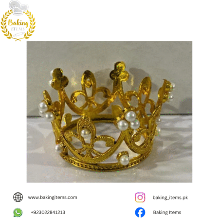 Golden Pearl Crown – Elegant Royal Cake Topper
