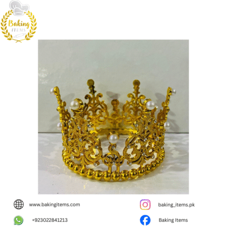 Golden Pearl Crown – Elegant Royal Cake Topper