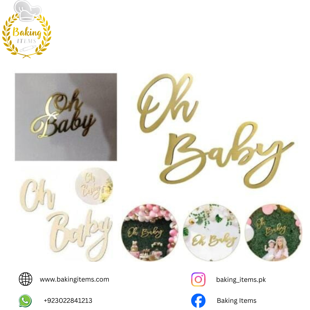 Oh Baby Acrylic Tag – Cake Topper