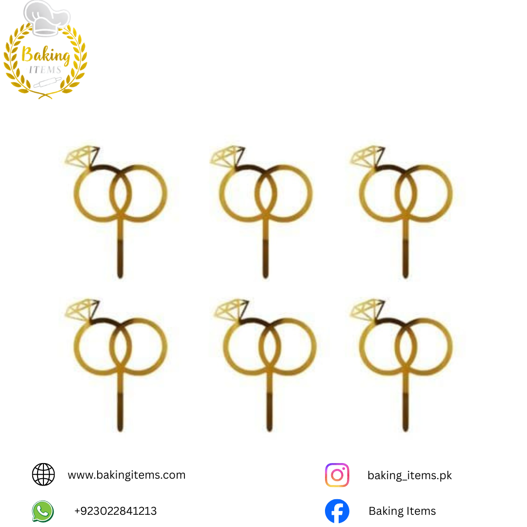 6 Pcs Acrylic Ring Topper – Cake Decoration