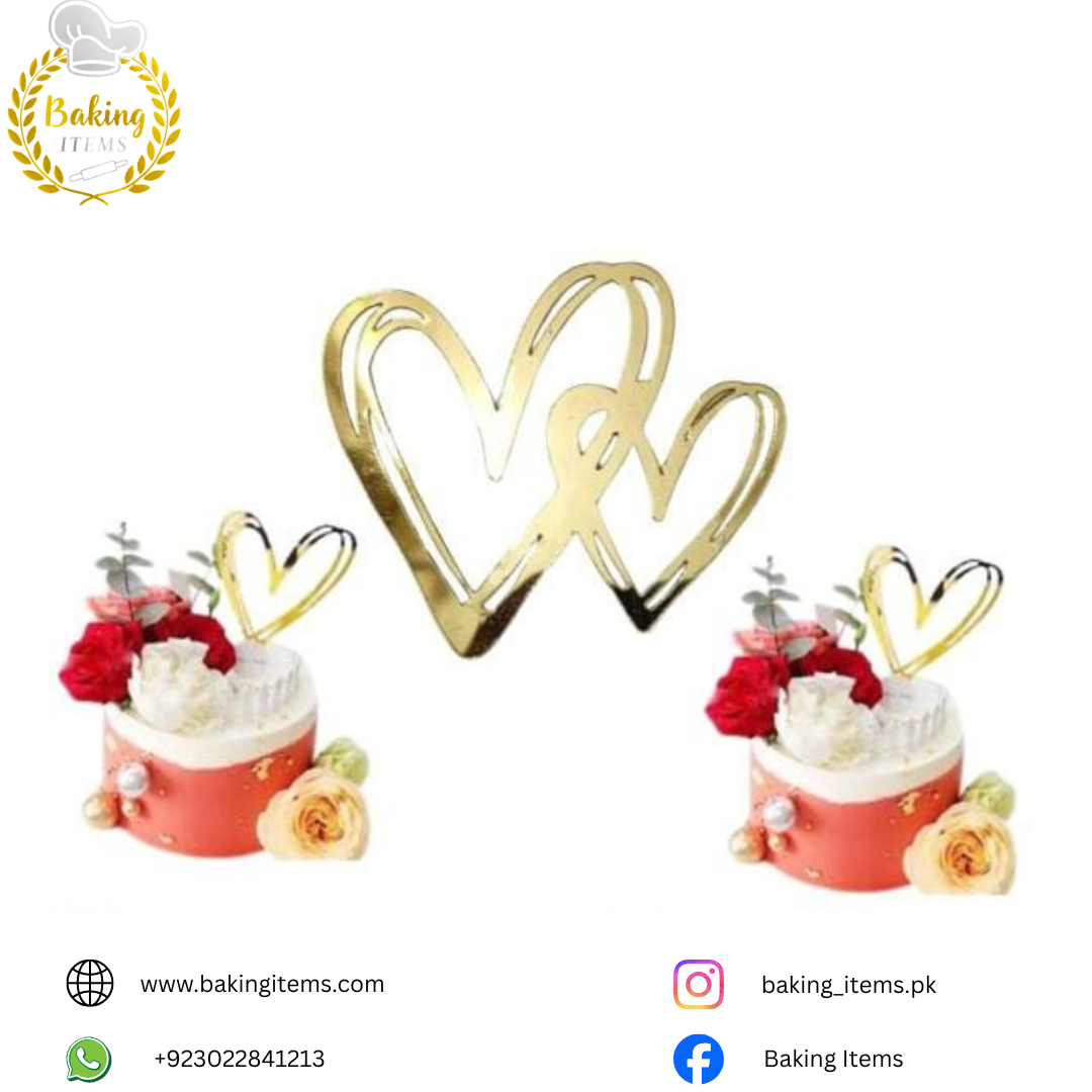 Double Acrylic Heart Tag – Cake Topper