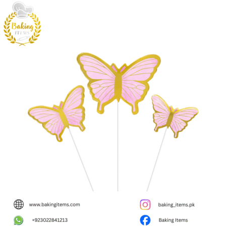 Pink Butterfly with Stick – 6 Pcs Pack