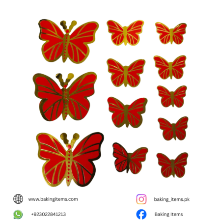 Red Butterfly with Golden Edges – Pack of 12 Pieces