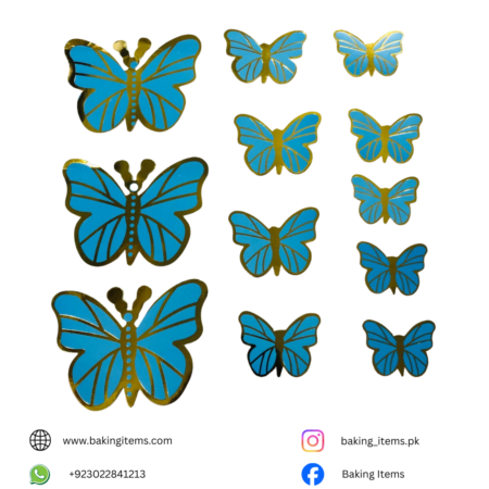 Blue Butterfly with Golden Edges – Pack of 12 Pieces