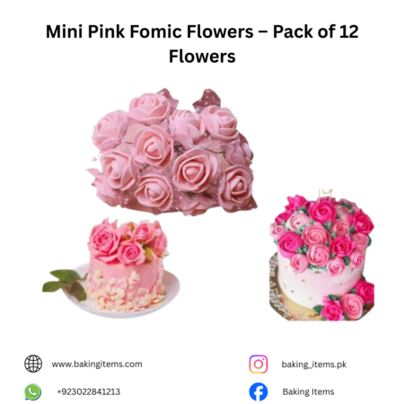 Mini Pink Fomic Flowers – Pack of 12 Flowers