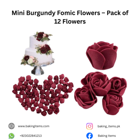 Mini Burgundy Fomic Flowers – Pack of 12 Flowers