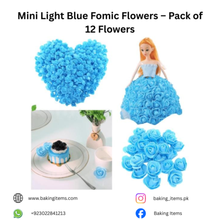 Mini Light Blue Fomic Flowers – Pack of 12 Flowers