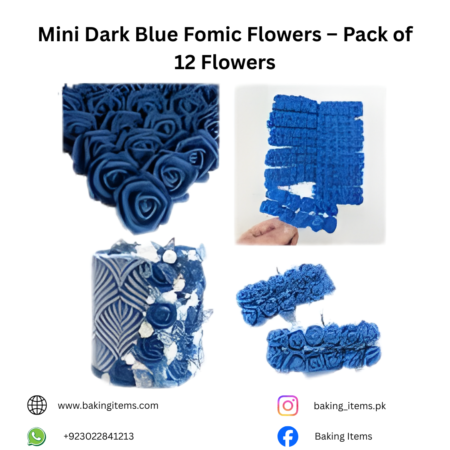Mini Dark Blue Fomic Flowers – Pack of 12 Flowers