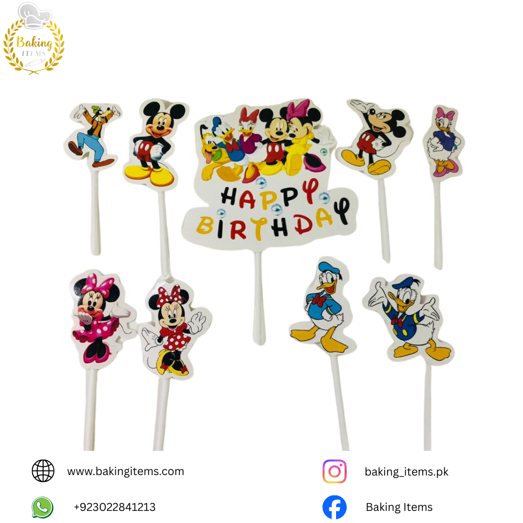 Mickey Mouse Theme Cake Topper Set (Pack of 9)