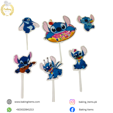 Stitch Theme Cake Topper Set (Pack of 6)