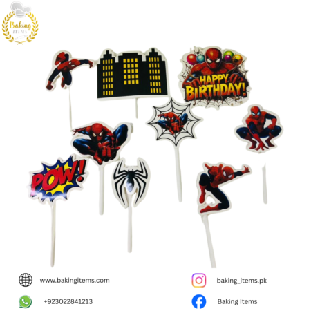 Spider-Man Theme Cake Topper Set (Pack of 9)