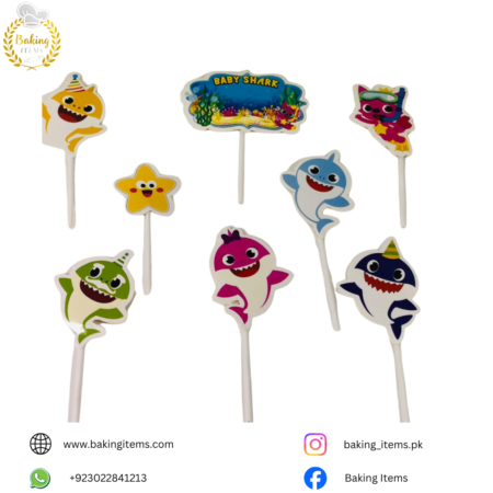 Baby Shark Theme Cake & Cupcake Toppers (Set of 8)