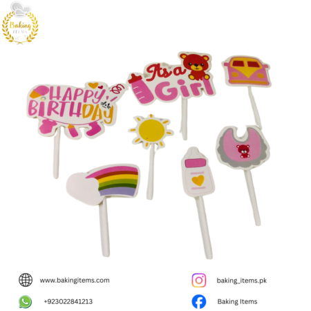 It’s a Girl Theme Cake & Cupcake Topper Set (Pack of 7)