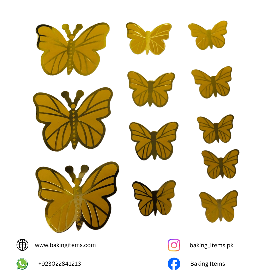 Yellow Butterfly with Golden Edges – Pack of 12 Pieces