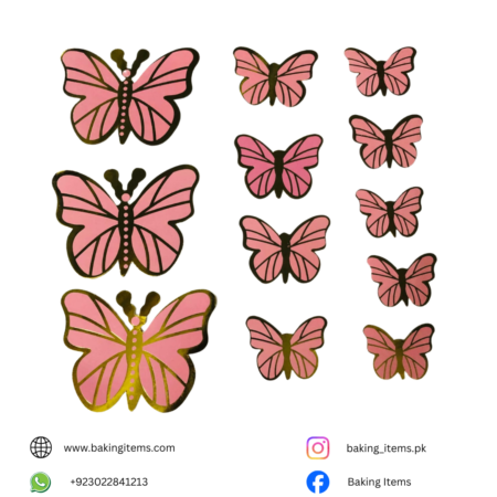 Pink Butterfly with Golden Edges – Pack of 12 Pieces