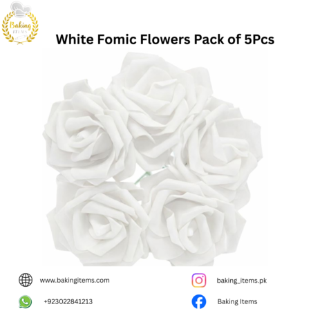 White Fomic Flowers – Pack of 5