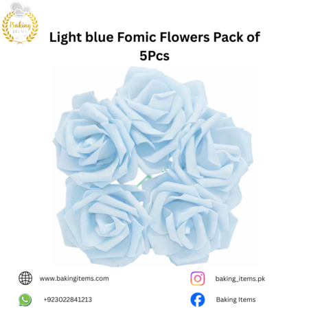 Light Blue Fomic Flowers – Pack of 5