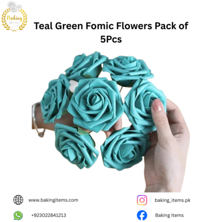 Teal Green Fomic Flowers – Pack of 5