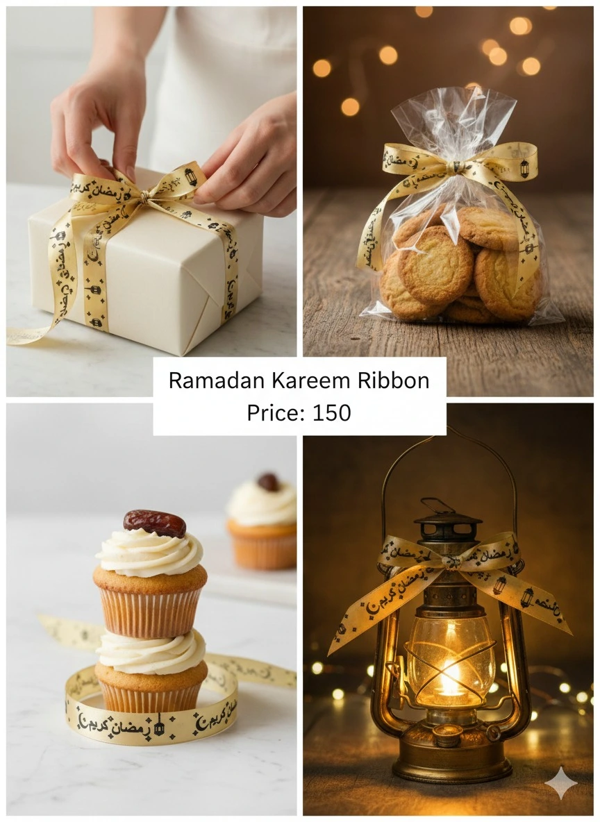 Ramadan Mubarak Golden Ribbon