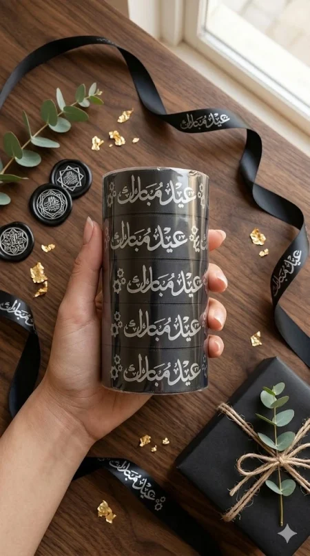 Eid Mubarak Ribbon (Black Color)