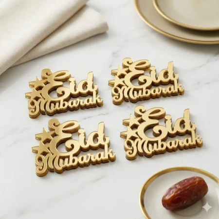 Eid Mubarak Acrylic Tags – Pack of 5 Pcs