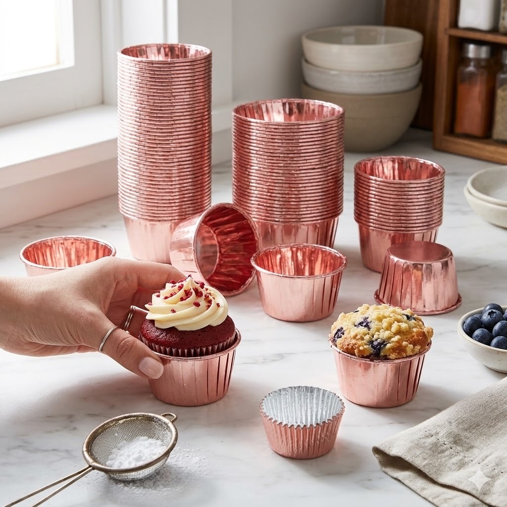 Rose Gold Foil Cupcake Liners – Pack of 50 Pcs