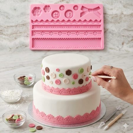 Bow, Buttons & Border Silicone Mold